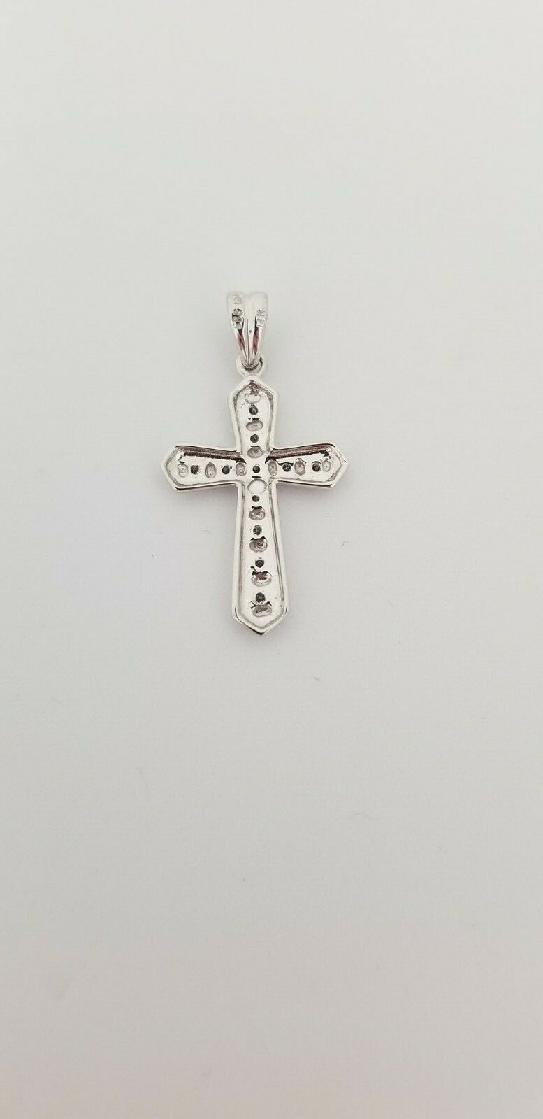 Diamond Cross Pendant 14k White Gold For Adults or Children Elegant Satin Finish