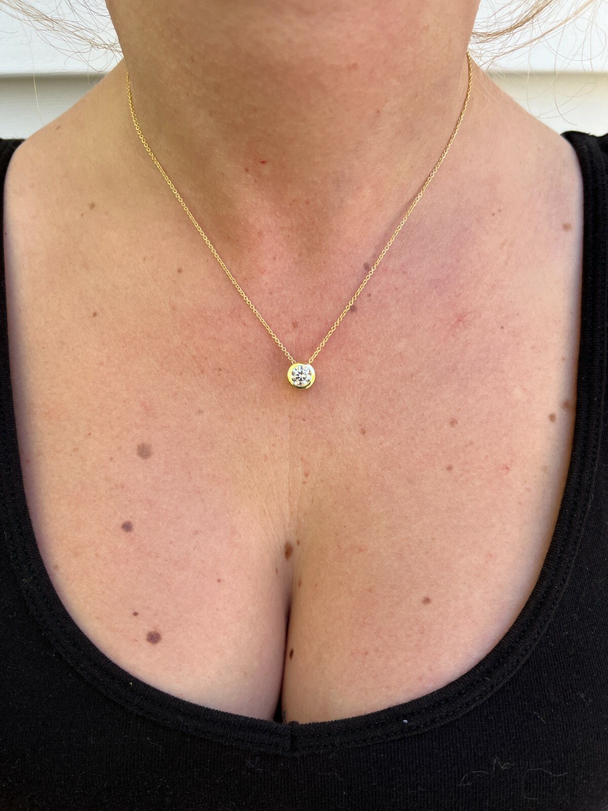 14k Gold Plated Moissanite Solitaire Pendant Necklace GRA Passes Diamond Tester