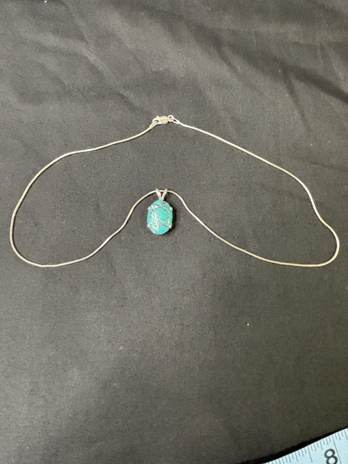 Rare AGI 925 Sterling Silver & Turquoise W/ SilverPyrite Matrix Pendant&Necklace