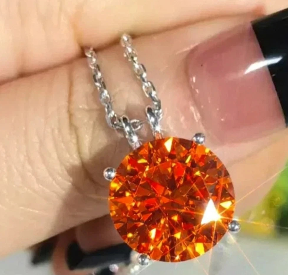 6.50 Ct Certified Flame Orange Diamond Pendant, Tariffs FREE & Matching Studs .