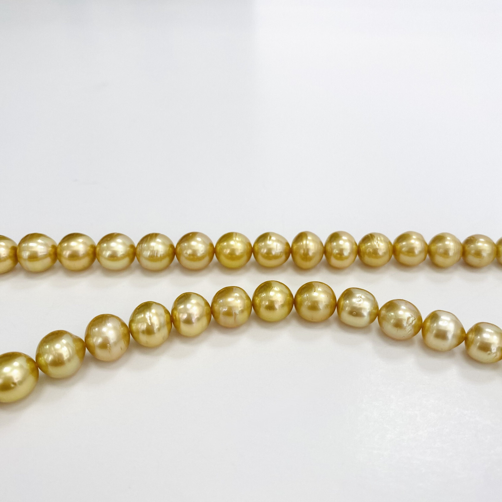 Golden South Sea Pearl Necklace Loose Strand 8-11mm Ovals Medium Gold Hi Luster