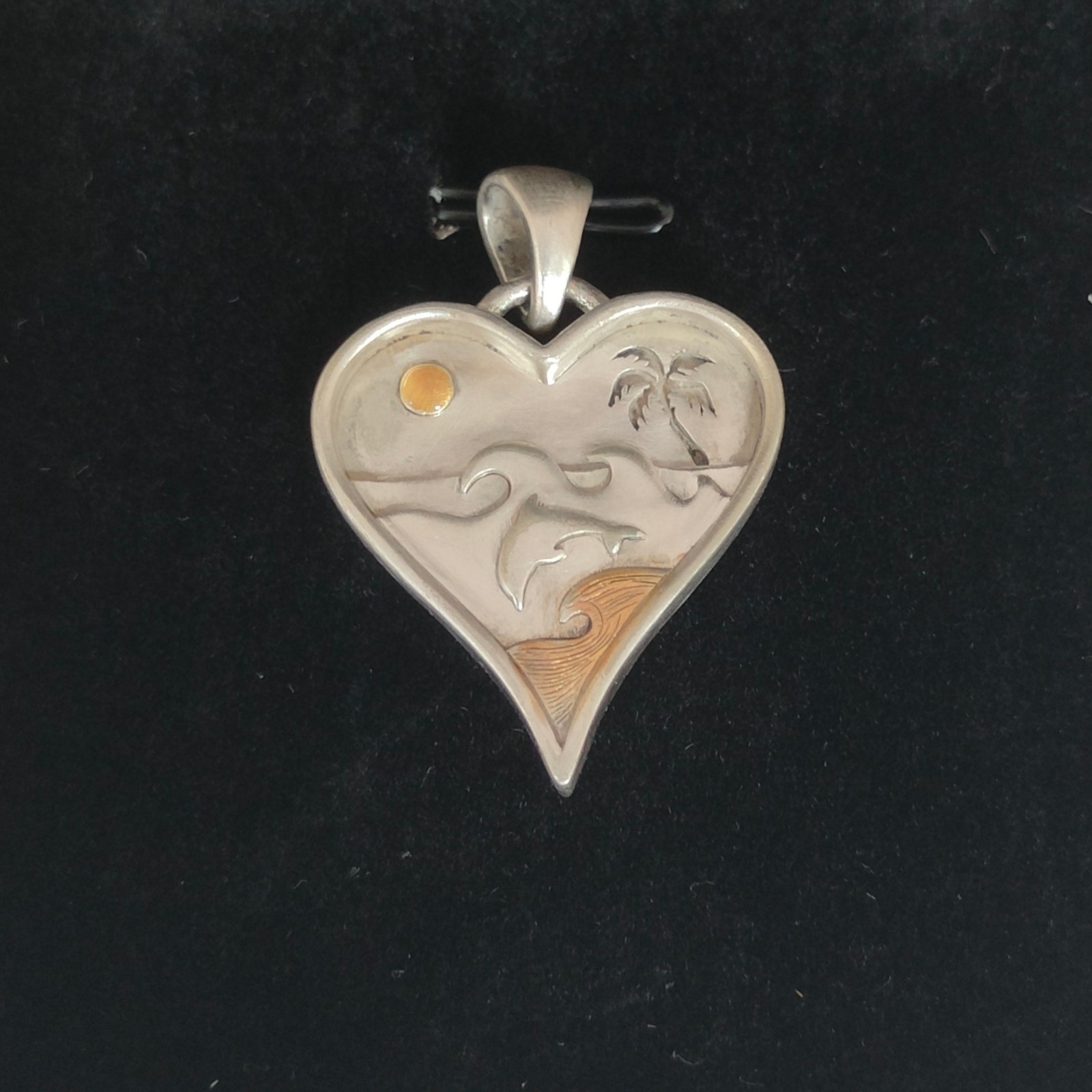 Heart Ocean Wave Pendant Handmade Sea Turtle Nature Charm S925 Silver with box
