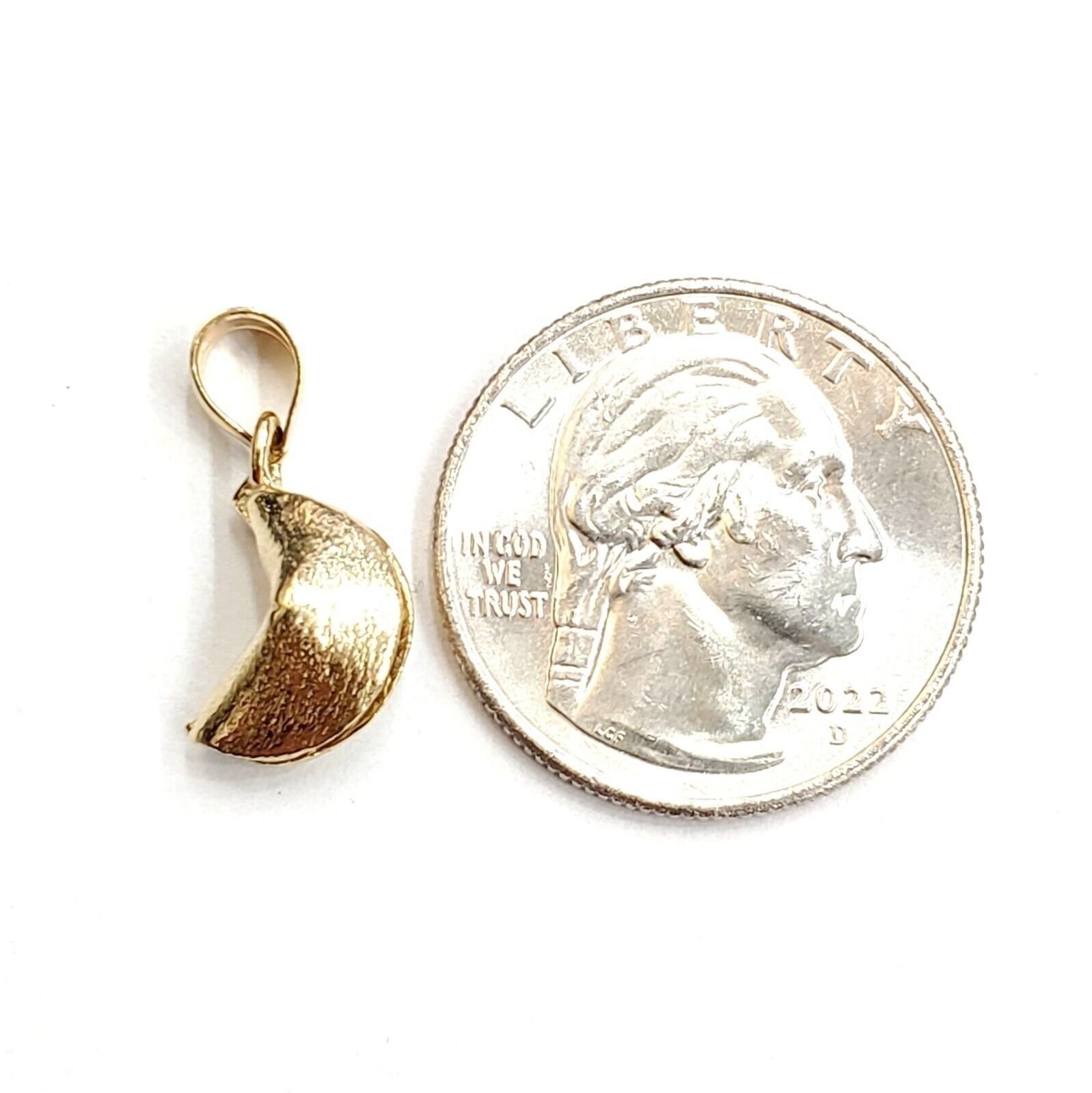 14k yellow gold Fortune cookie pendant lucky charm gift for her fine jewelry 2g