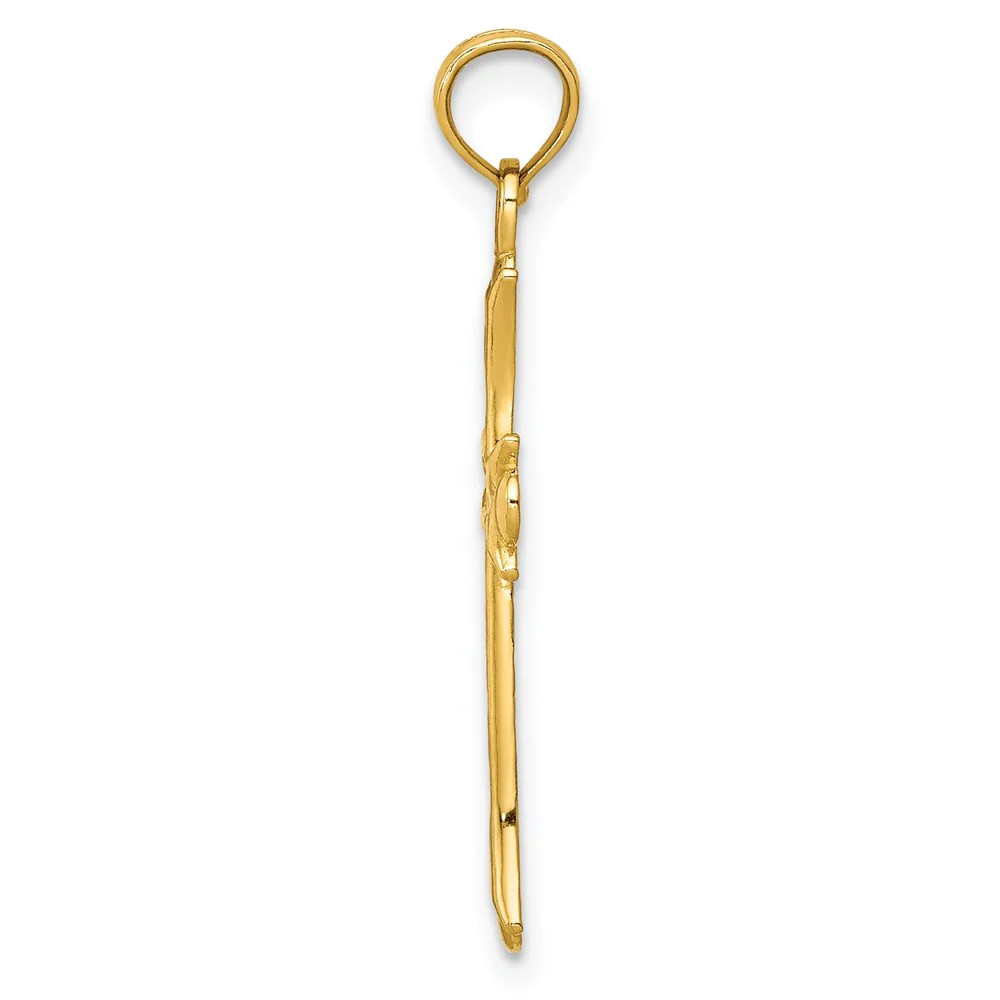 10K / 14K Yellow Gold Fleur De Lis Cross Pendant