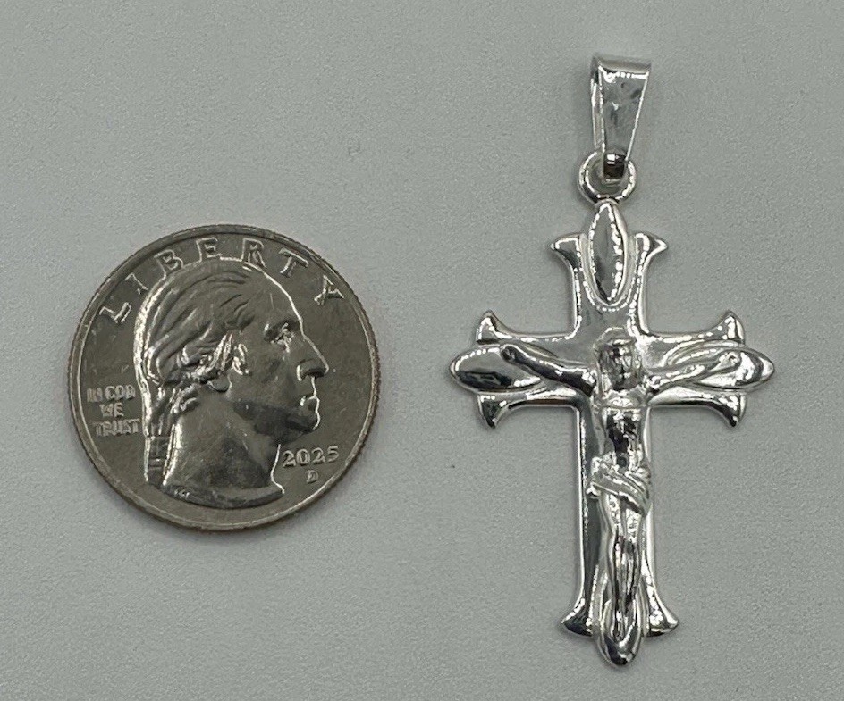 925 Sterling Silver Jesus Crucifix Cross Pendant Religious 5.38g 1.85”