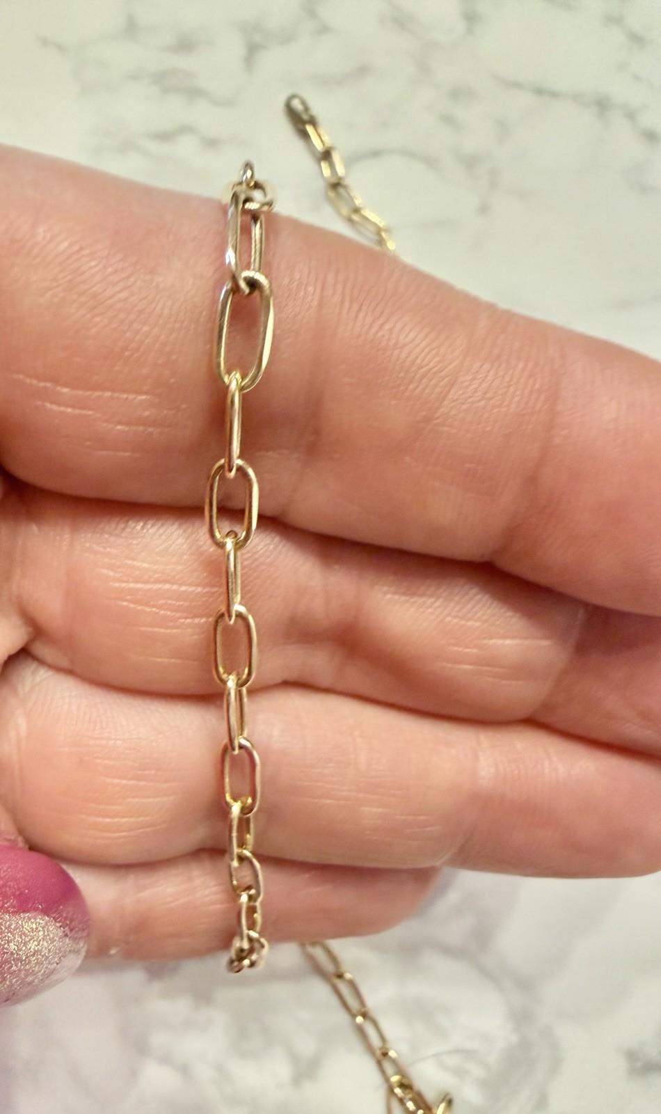10k Gold 3mm Links- 18 Inch Paper clip Necklace