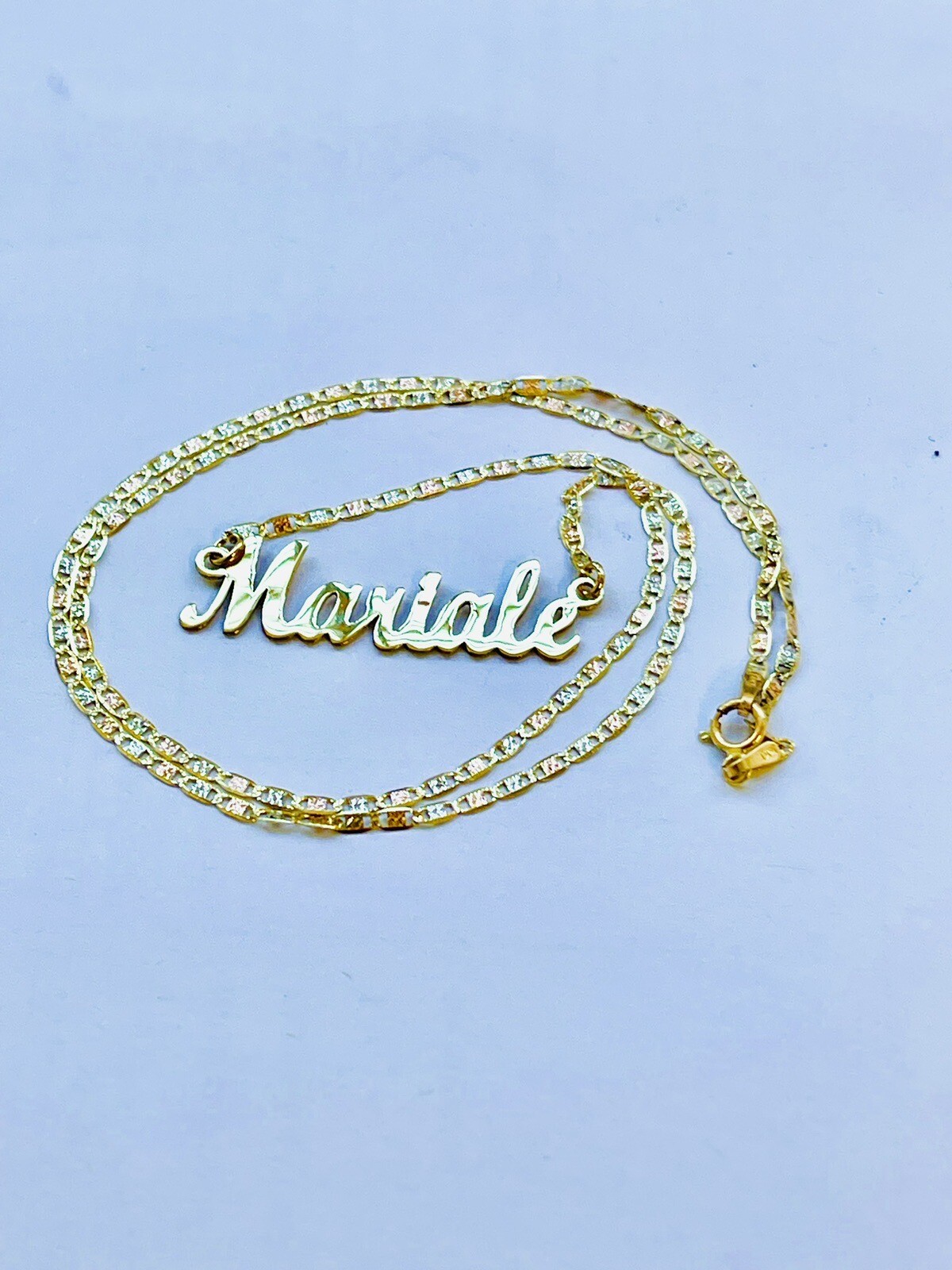 14K Solid Gold personalized Custom Name Necklace with Valentino Necklace