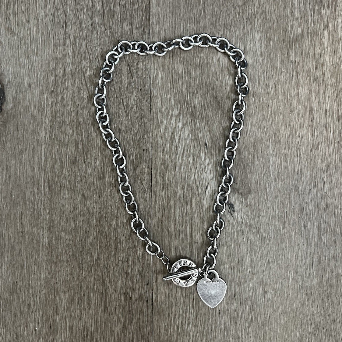 Tiffany & Co. Return to Tiffany Sterling Silver Heart Tag Rolo Toggle Necklace