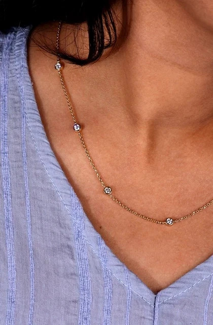 1.22Ct Round Cut Lab Created Diamond Wedding Necklace 14K Yellow Gold Plated