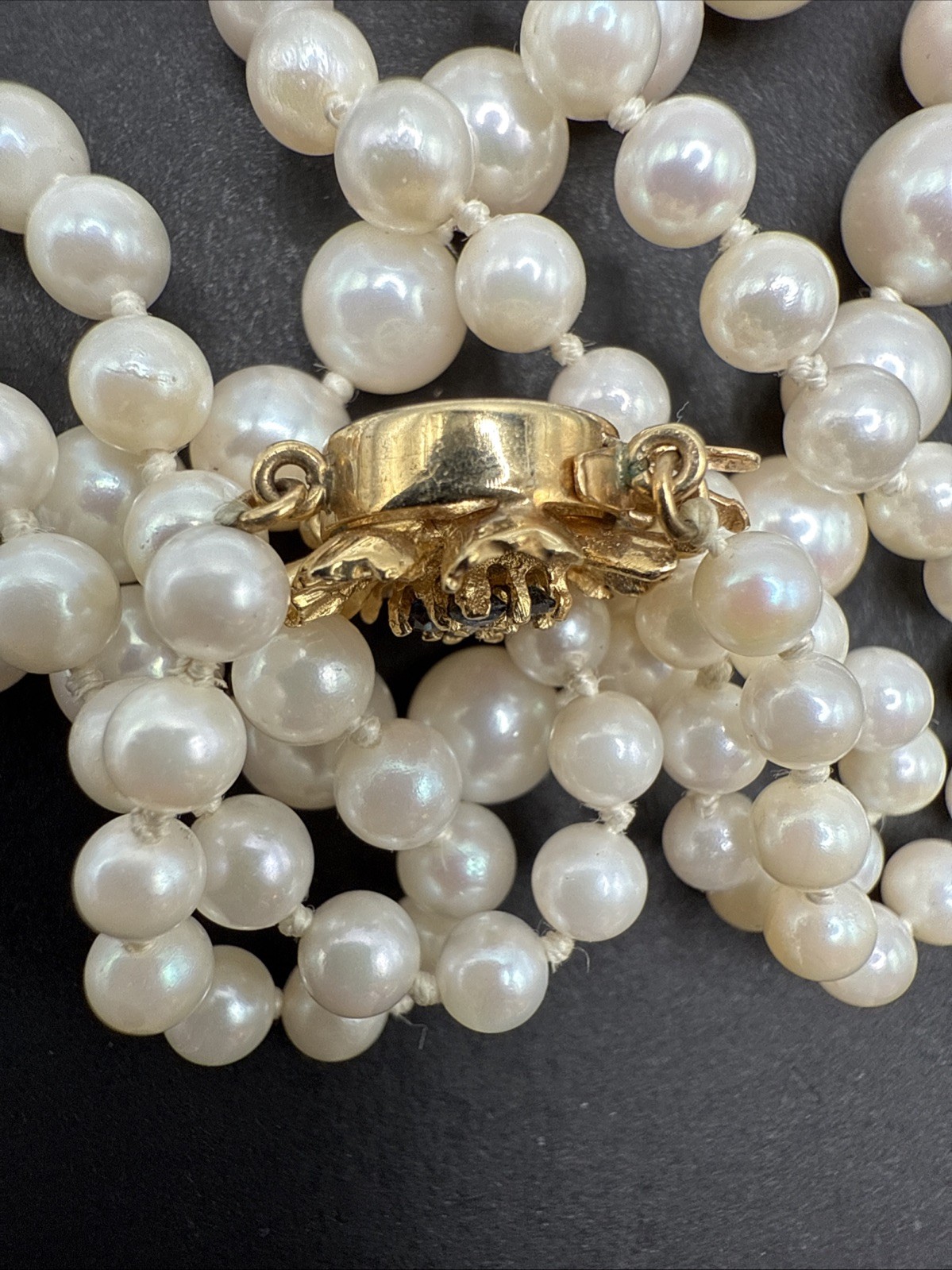Double-strand cultured pearl necklace, clasp in 14K gold, Seaborne, Usa 20” J64