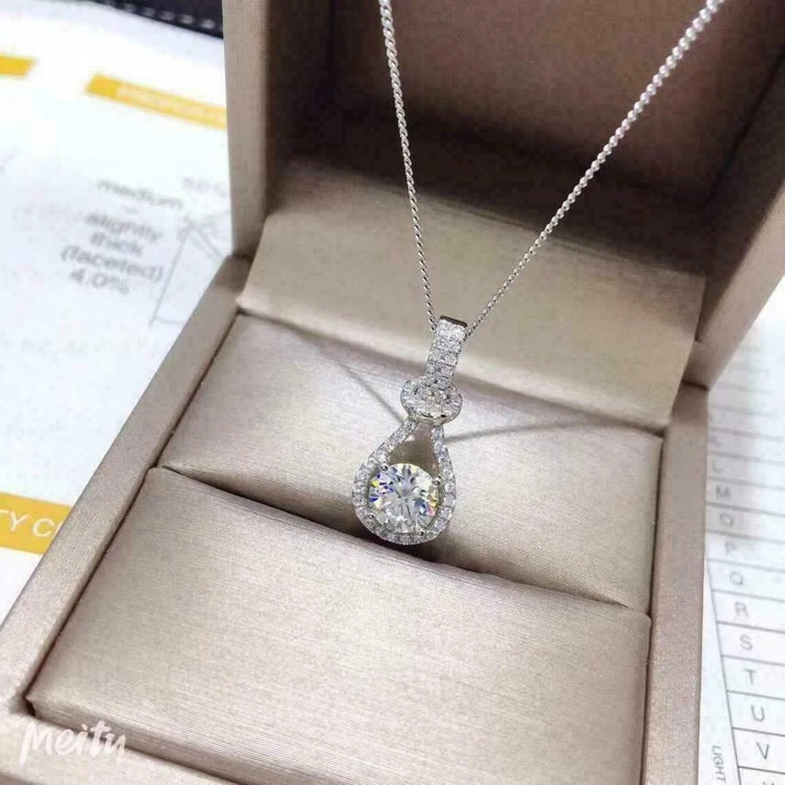 2.30Ct Round Cut VVS1/D Diamond Halo Pendant 14K White Gold Finish Free Chain