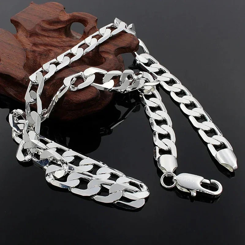 925 Sterling Silver Necklace for Men’S Women 16/18/20/22/24 Inches Classic 6MM C