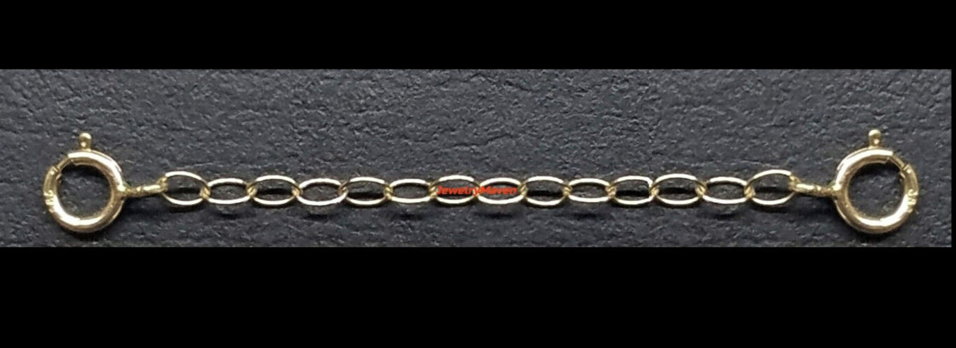14k 2mm Cable Yellow Gold 5mm DOUBLE Spring Ring 2″ Chain Extender or Safety