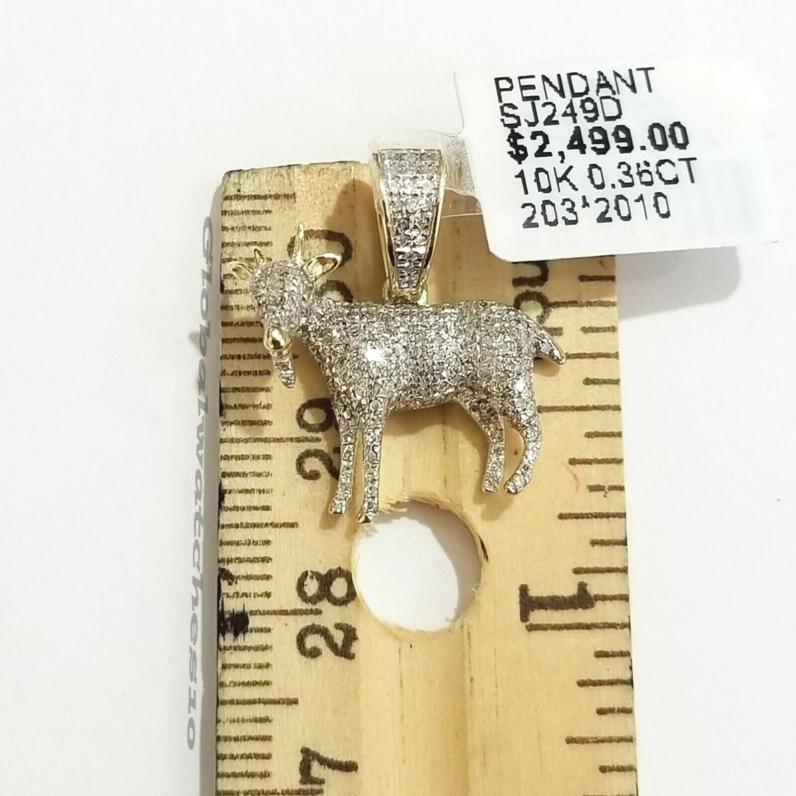 10k Yellow Gold Diamond GOAT charm pendant Real Greatest Of All Time