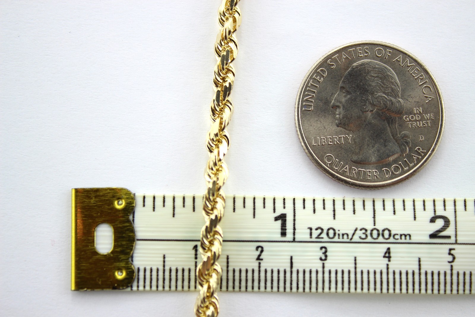 10K Yellow Gold Rope Twist Link Chain Necklace 2mm ~ 7mm 16″ ~ 30″