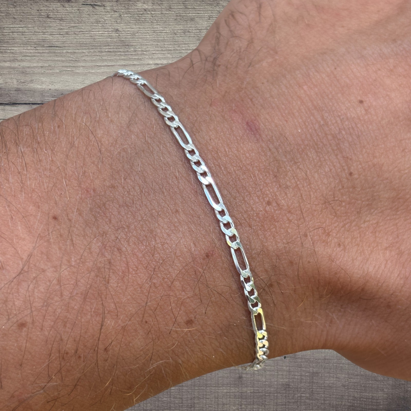 2.5mm Figaro Bracelet Link – Real Solid 925 Sterling Silver Or 14k Gold Vermeil