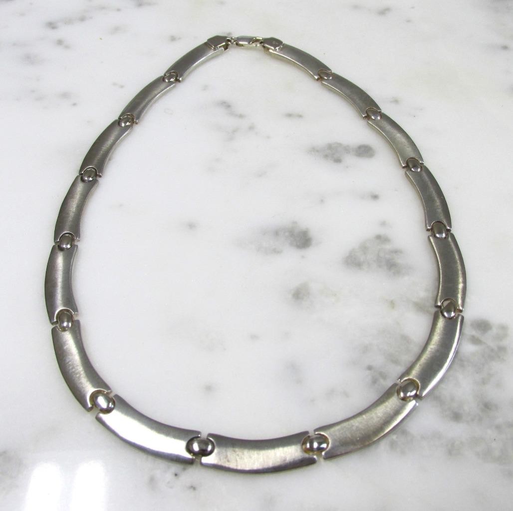 Sterling Silver Fashion Link Necklace ~ 16-1/2″ ~ 40grams ~ 11-I900