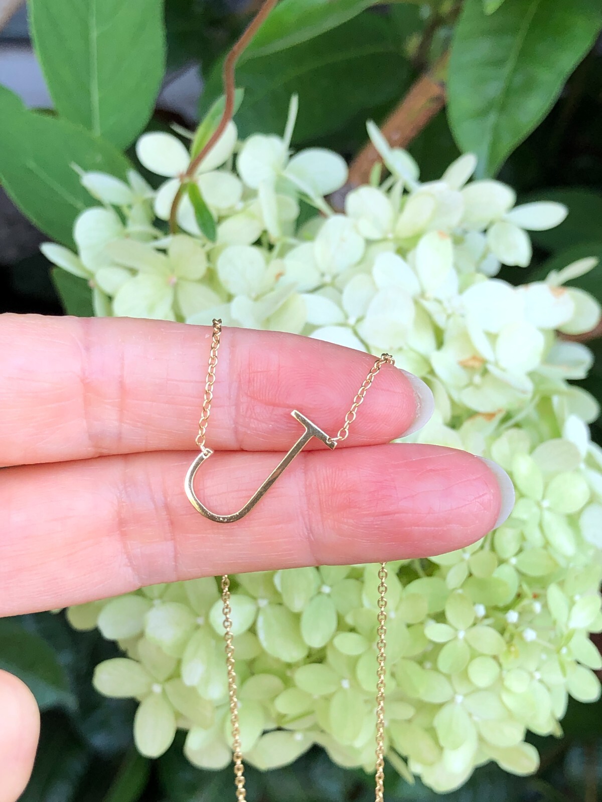 925 Sterling Silver Sideways Initial Letter J Pendant Necklace Gold 16mm Women