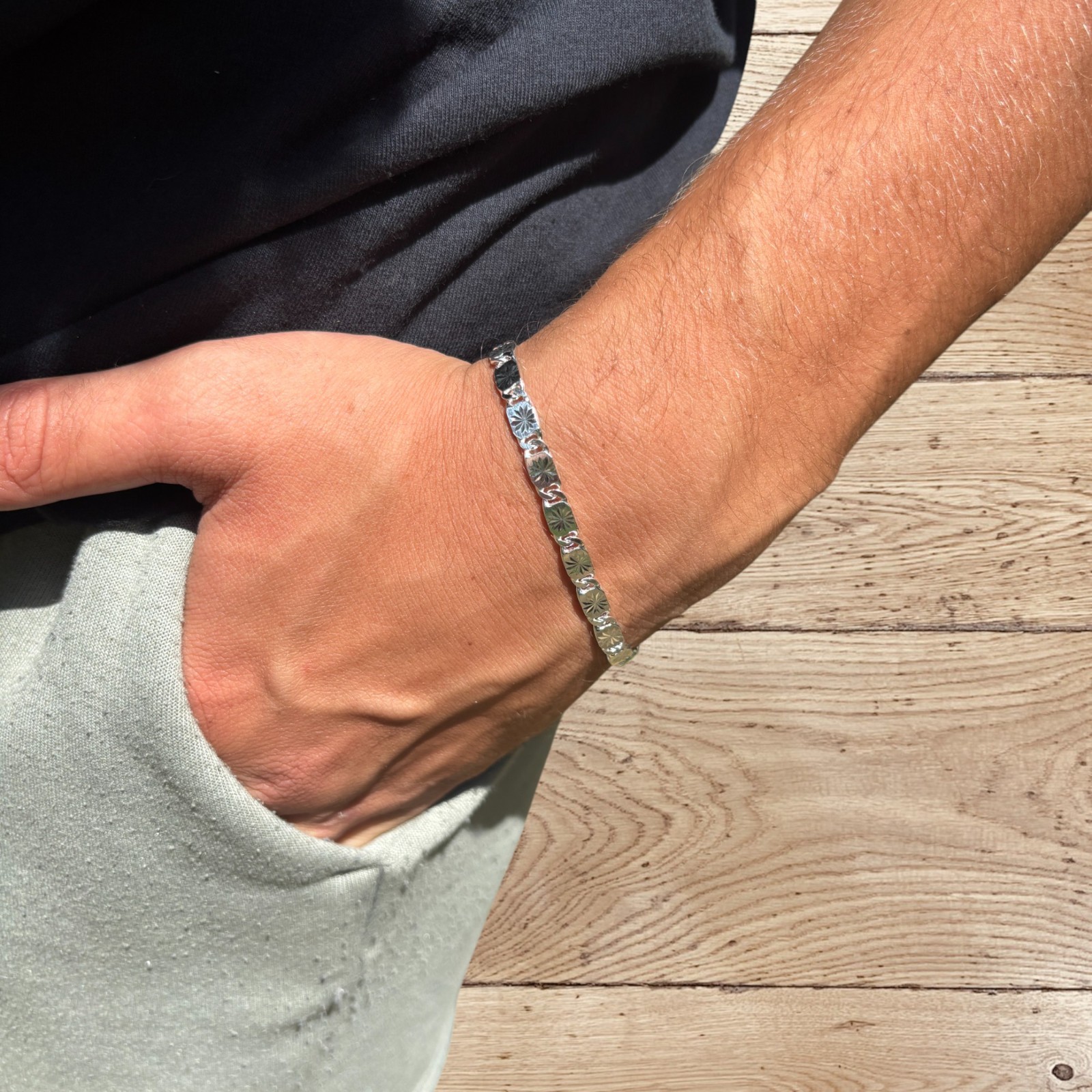 5mm Valentino Link Bracelet – Real Solid 925 Sterling Silver MADE IN ITALY