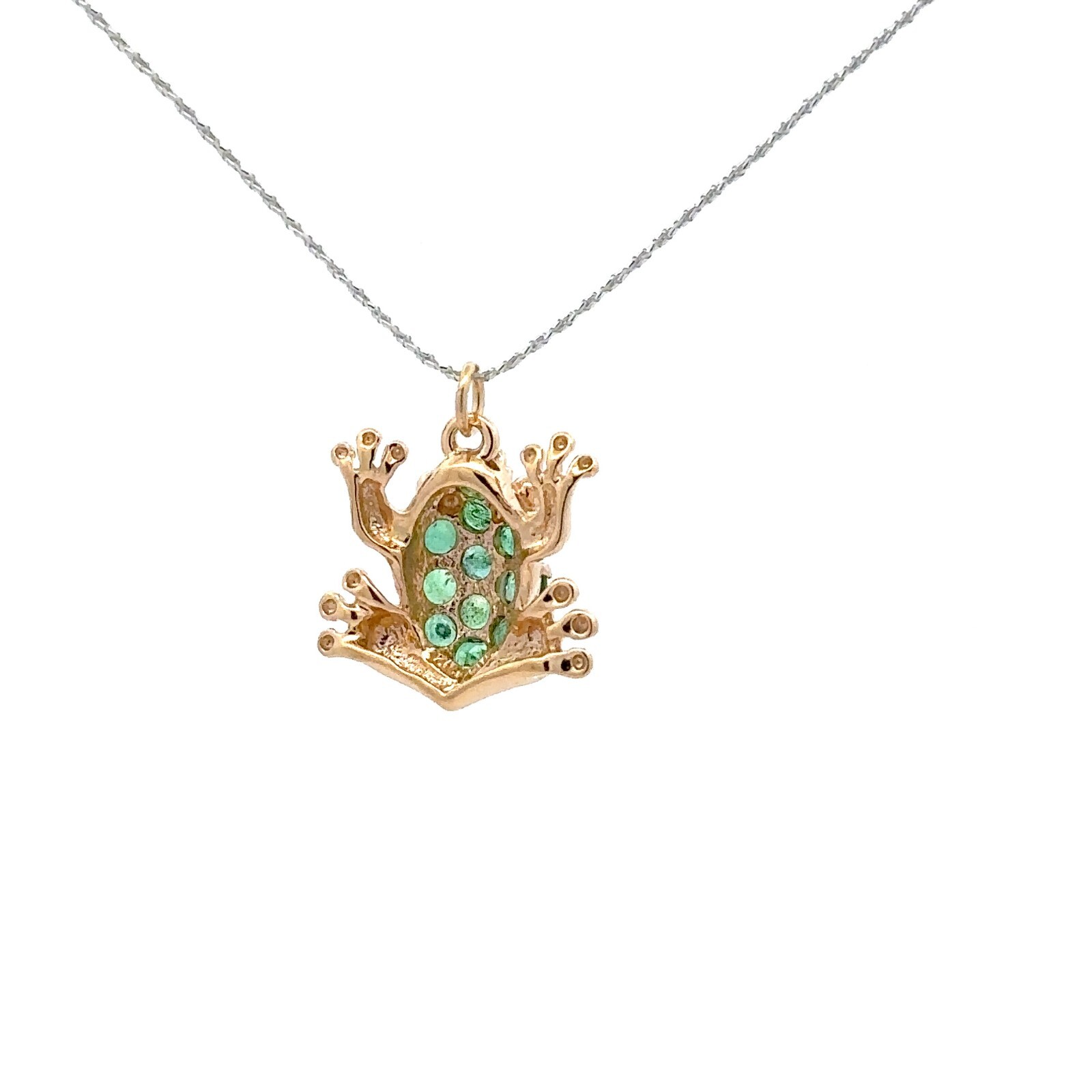14KT. Yellow Gold And Emerald Frog Charm/Pendant (15 x 16 mm)