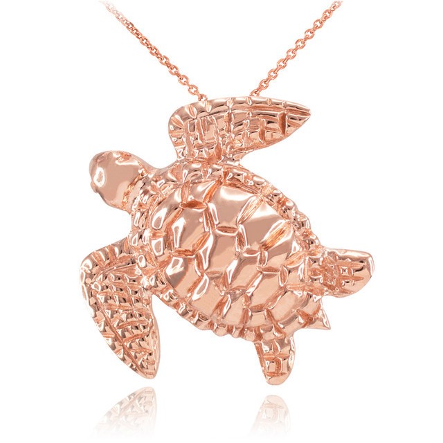 Gold Turtle Pendant Necklace (Available in Yellow/Rose/White Gold)