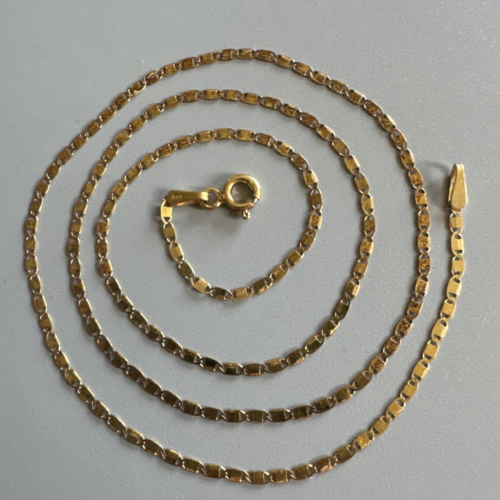 ITALY Sterling Silver 925 Gold Plated 1.6mm Mariner Link Chain Necklace 18” Long