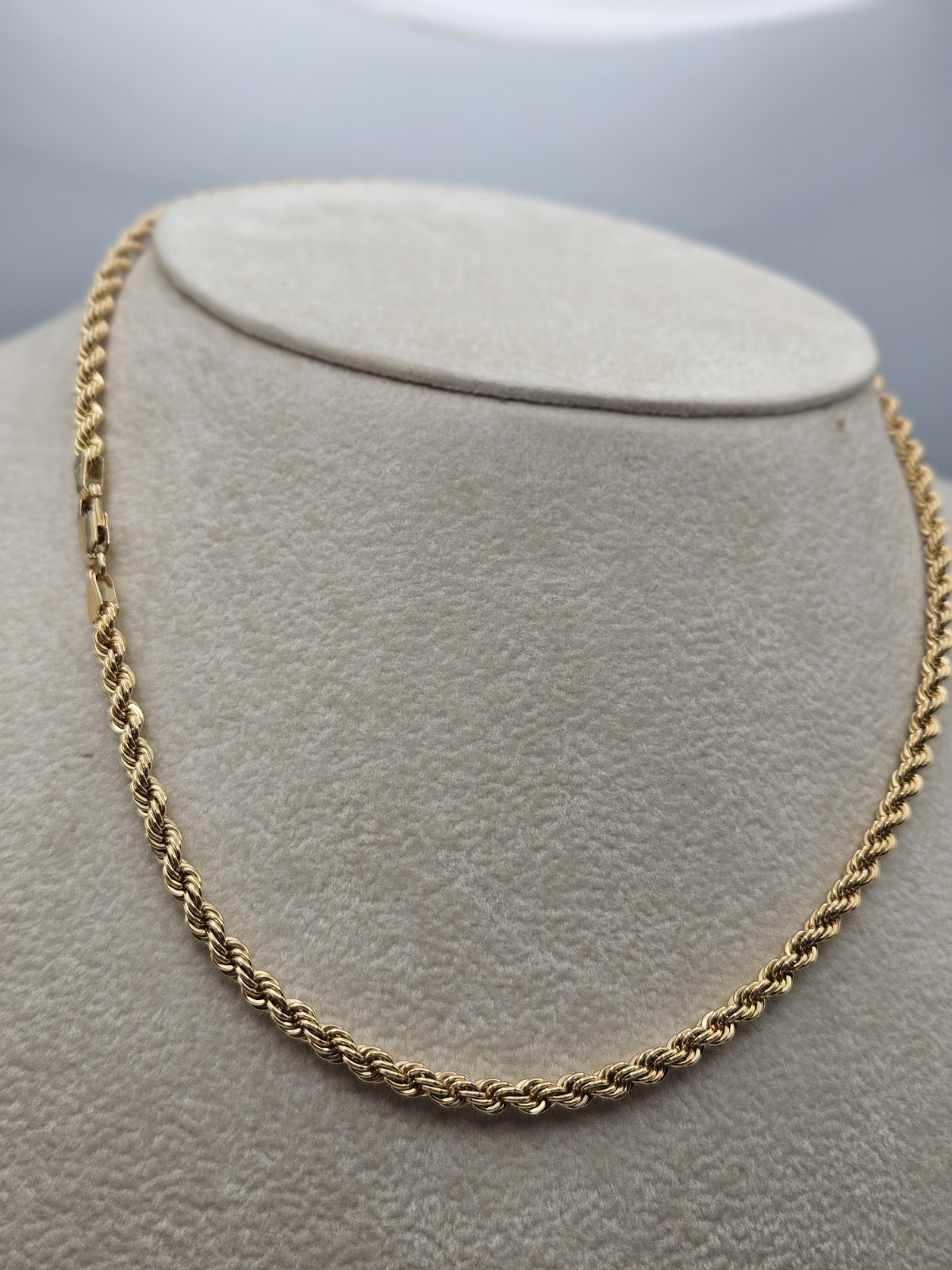 18K Yellow Gold Diamond-Cut Rope Chain Necklace, 17.6”, 8.5g, 3.5mm