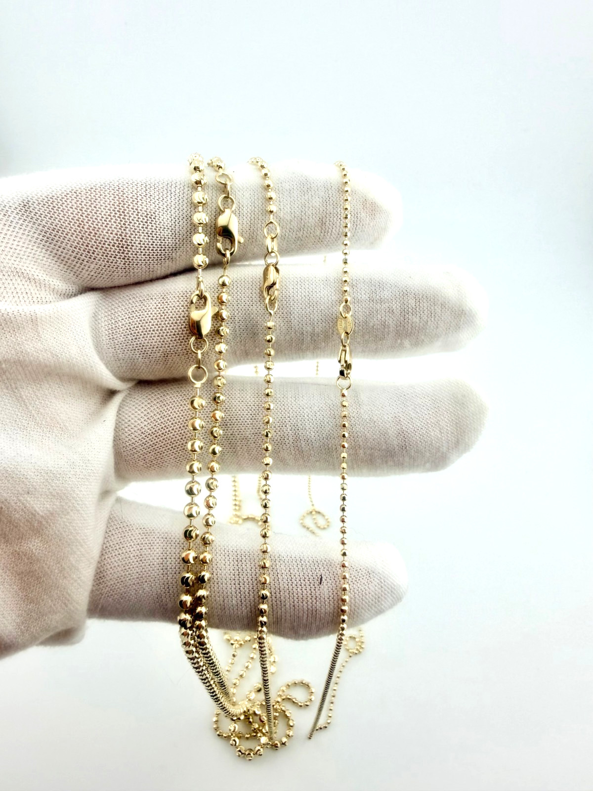 Pure 14 K Yellow Gold Mooncut Ball Chains