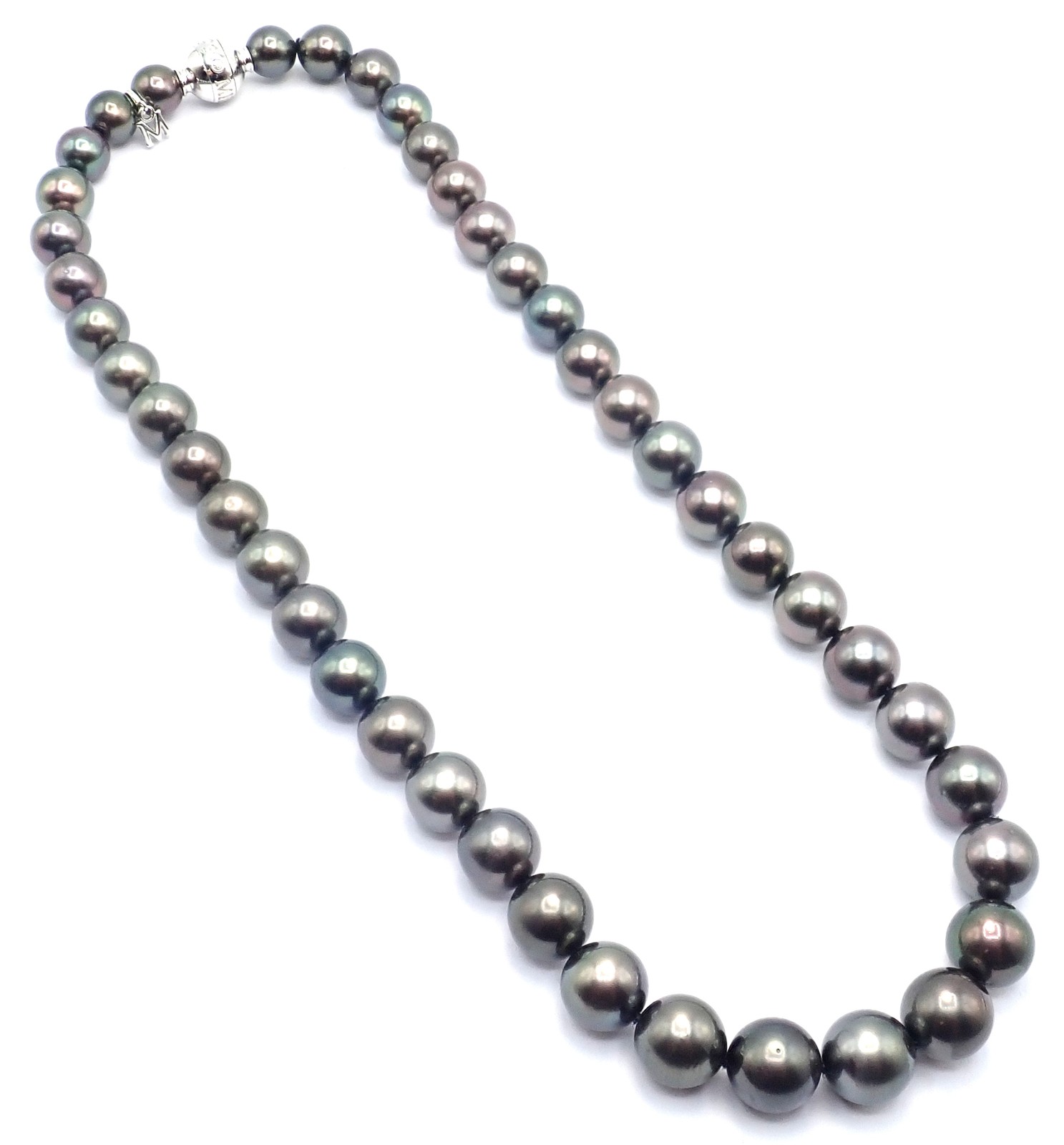 Mikimoto 18k White Gold Diamond Large Tahitian South Sea Pearl Strand Necklace