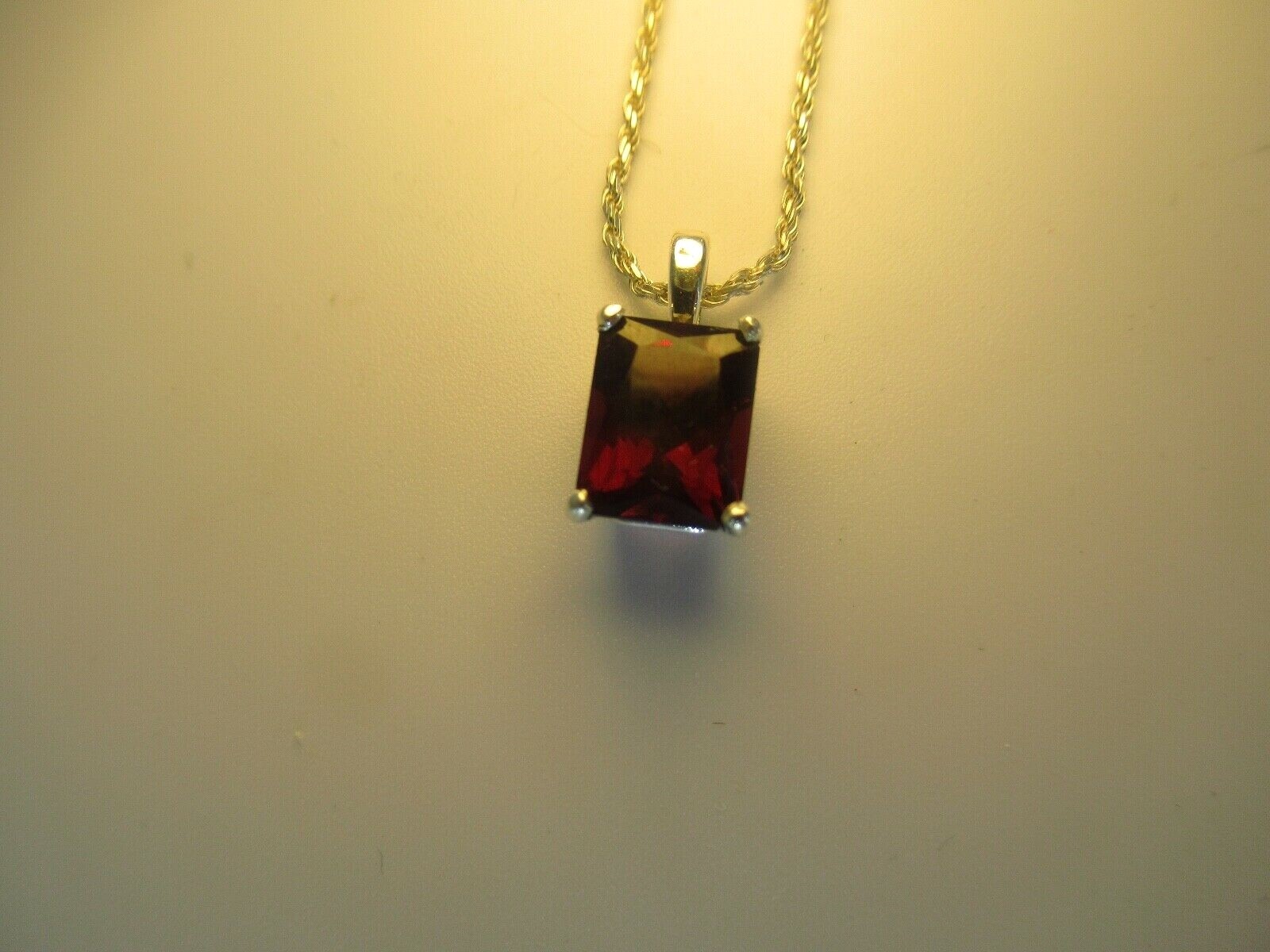 Sterling Sliver Emerald Cut Mozambique Garnet Pendant