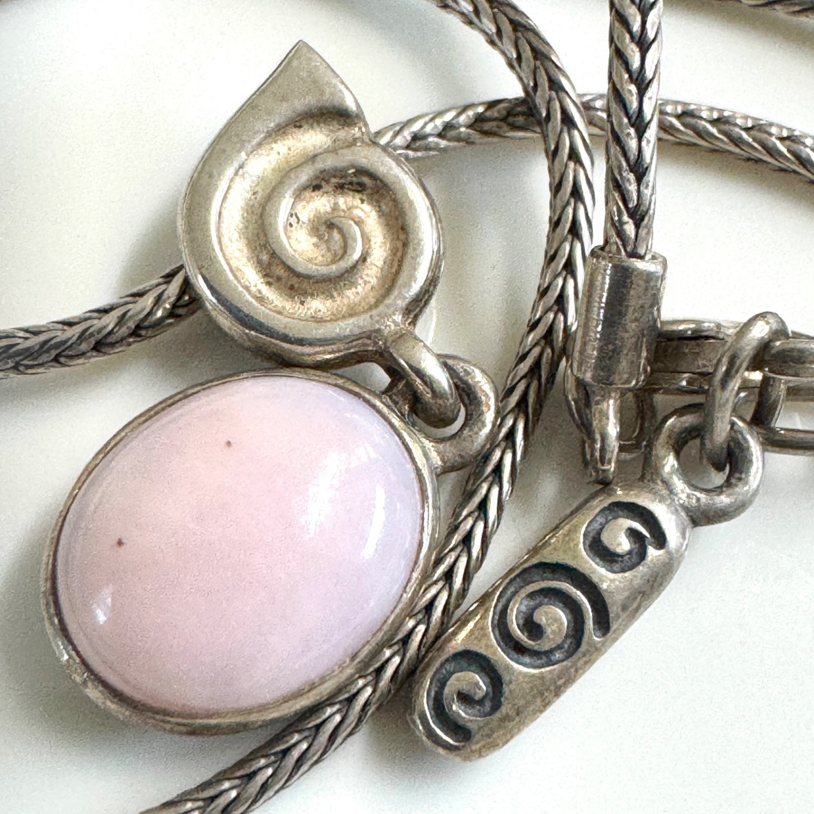 RARE AND RETIRED PANDORA PINK OPAL Sterling Silver Necklace 390116RHO-45