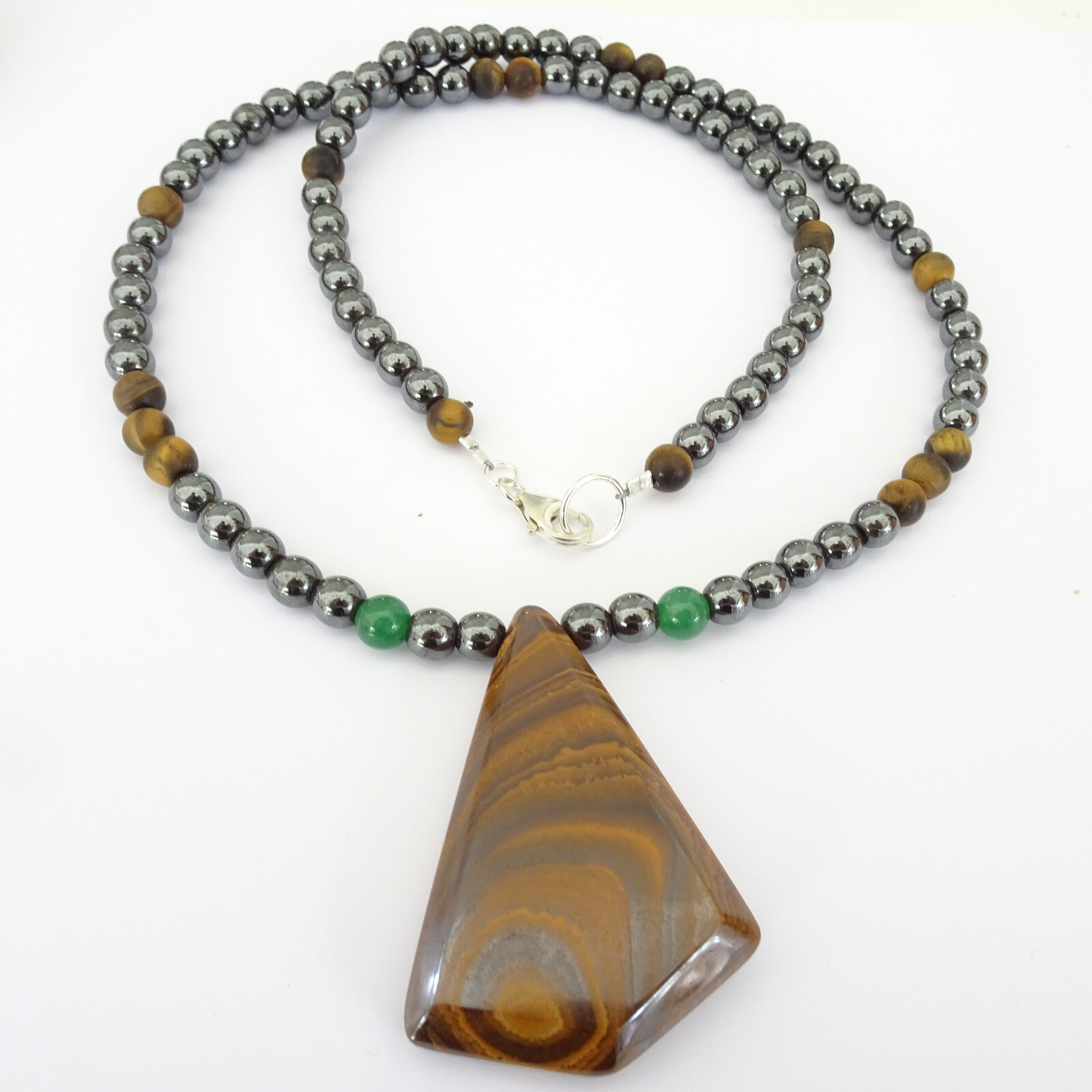 AUSTRALIAN BOULDER OPAL Beded Gemstone Necklace Hematite, Tiger Eye Unisex