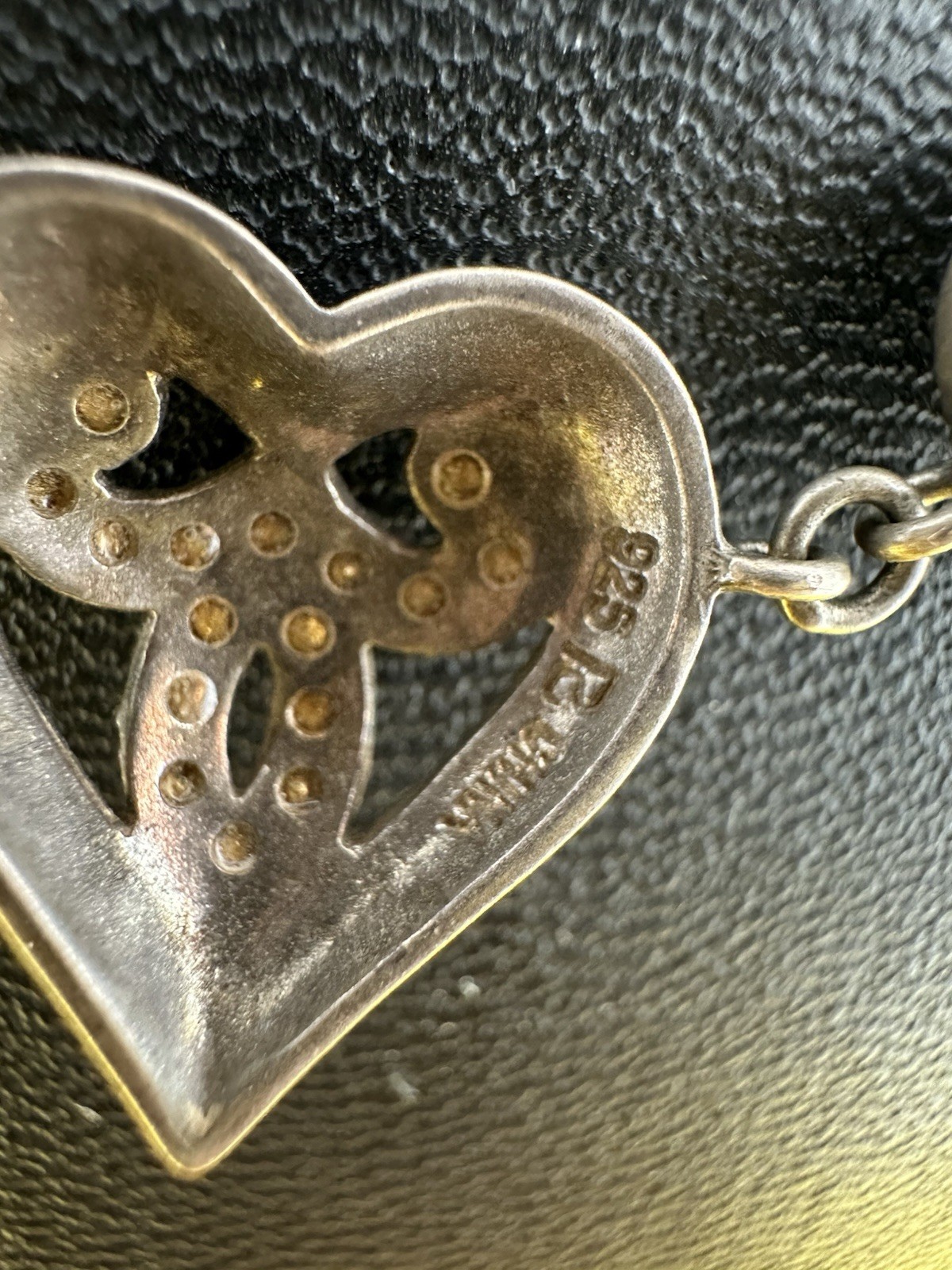 Sterling Silver Ross Simons 5 Heart Pendant Marcasite CZ Choker Necklace 18g 15”