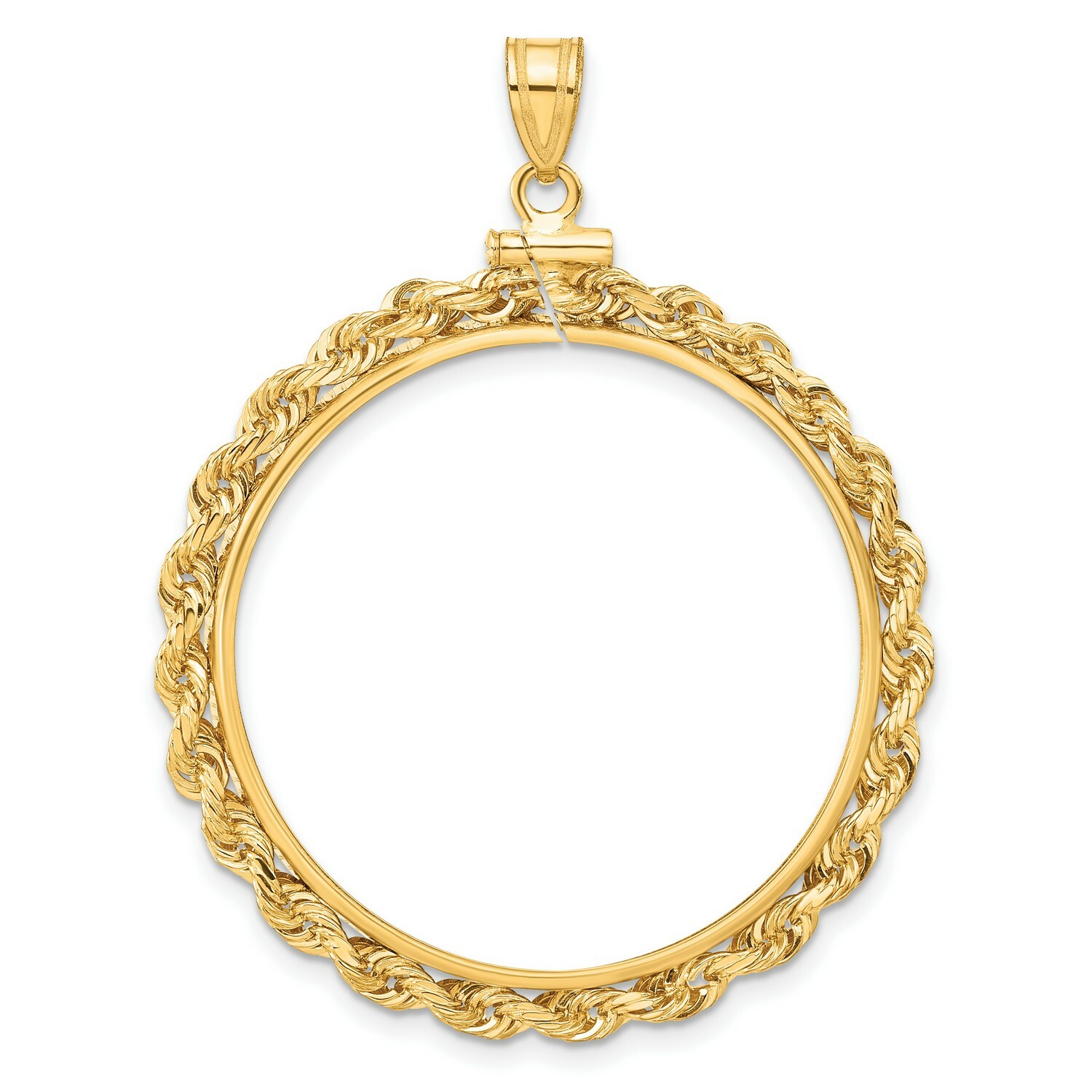 14k Yellow Gold Knotted Rope Screw Top 1 oz Australian Nugget Coin Bezel