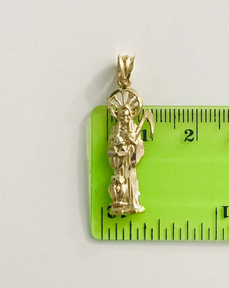 10K SOLID GOLD GRIM REAPER 1.3″ SANTA MUERTE PENDANT, 10K REAL GOLD – GP26