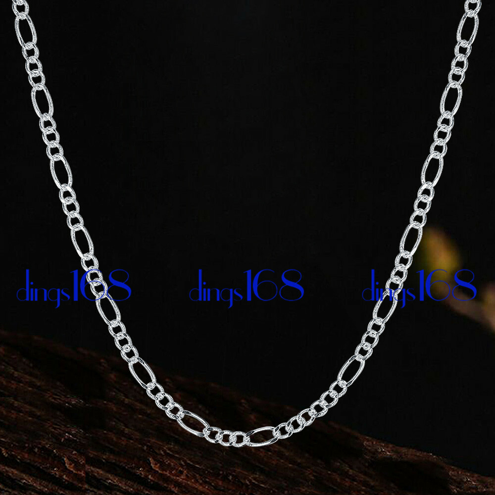 925Sterling Silver 24″ 3.8mm Wide Tarnish/Nickel-FREE Figaro Chain Necklace K139