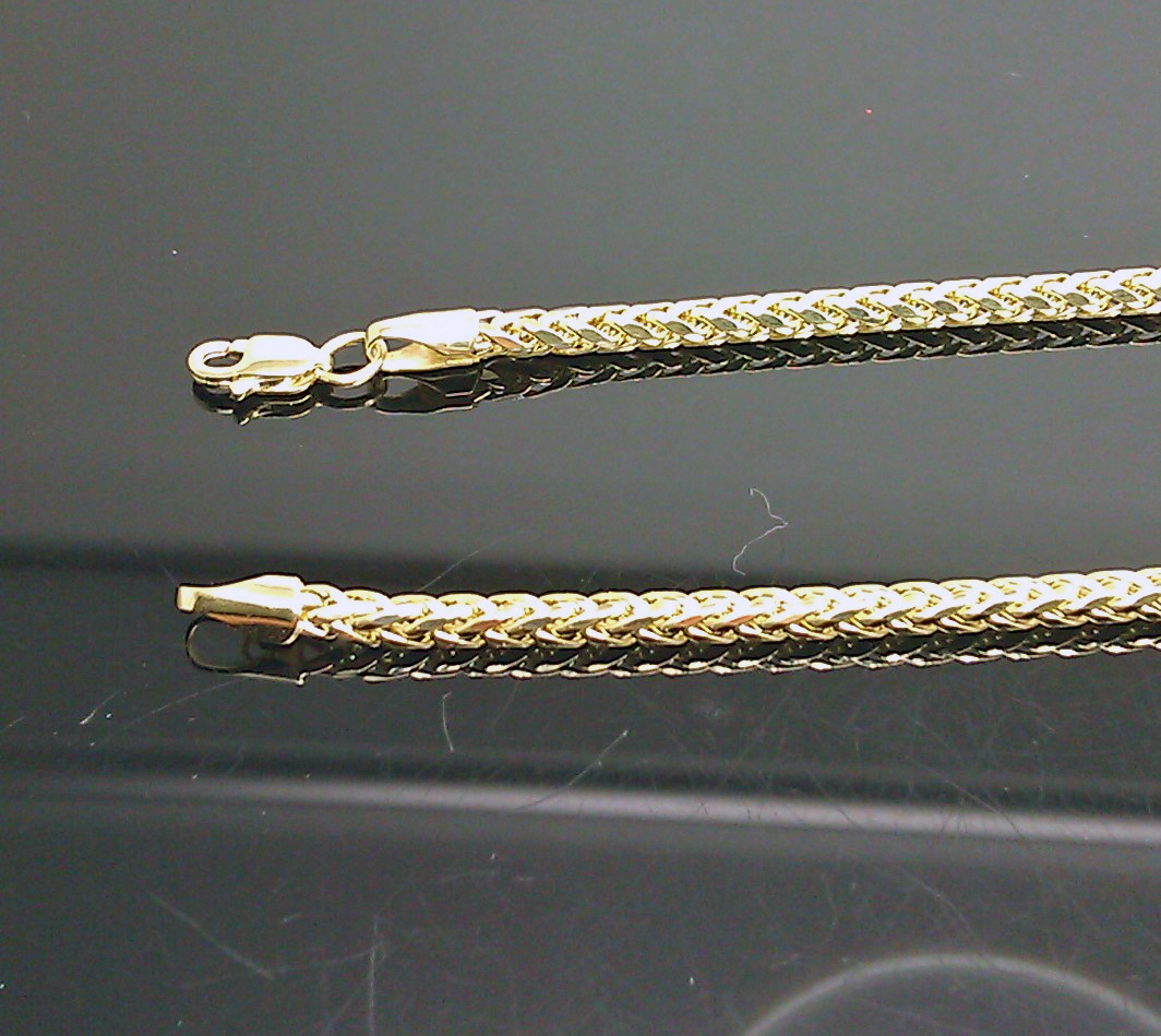 Real 10k Yellow Gold Palm Chain Necklace 3mm 24″ Men women Fine Jewelry Gift