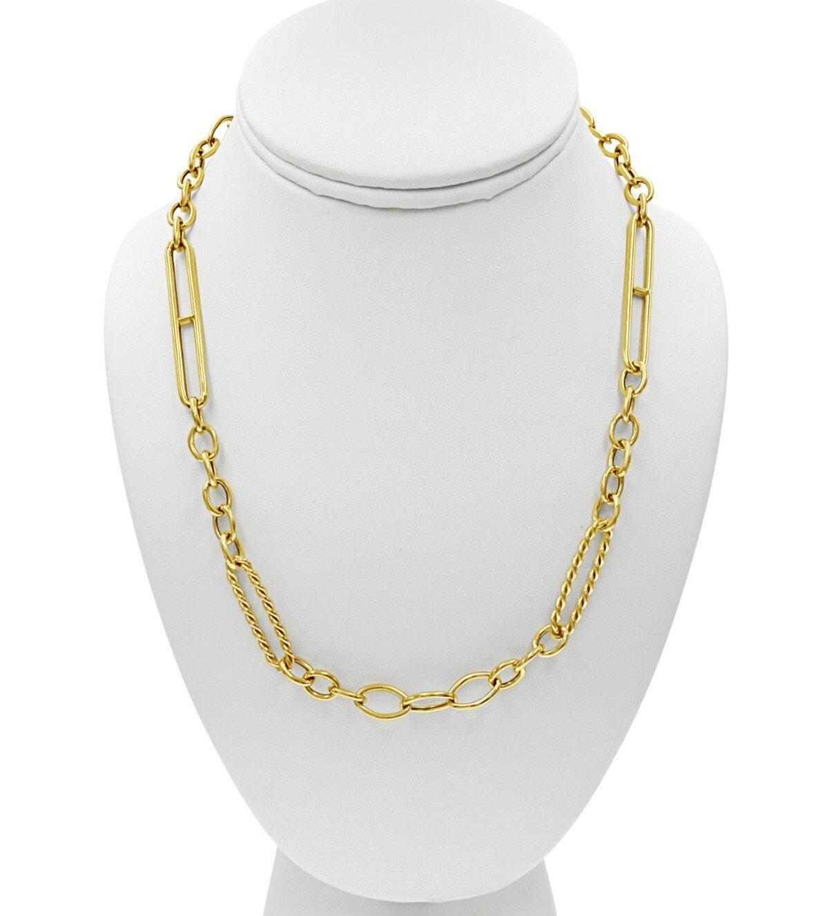 14k Yellow Gold Paperclip Chain Necklace Chunky Modern Mixed Link Jewelry