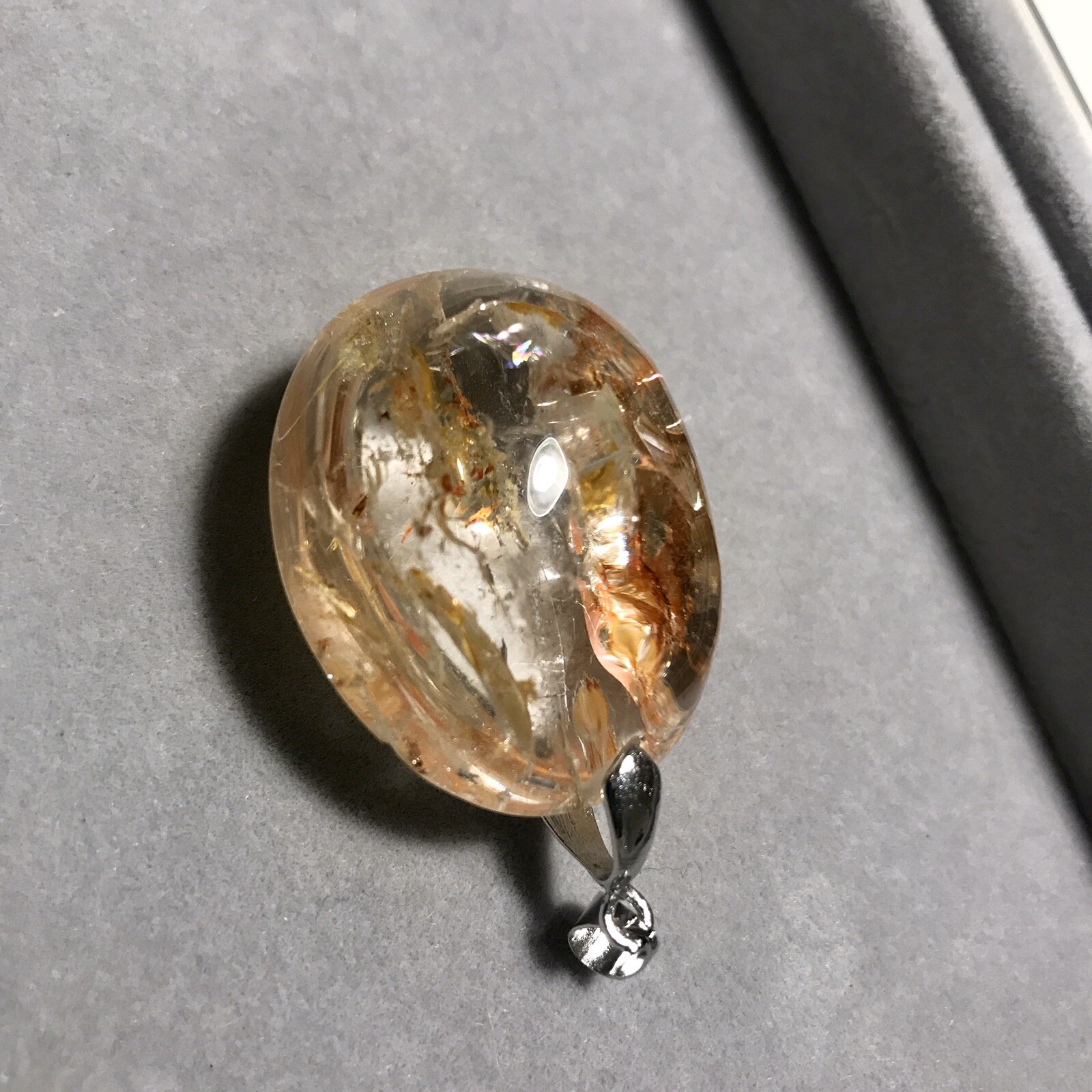 US SELLER Natural Red Yellow Phantom Quartz Pendant Oval Crystal GEM Palm Stone