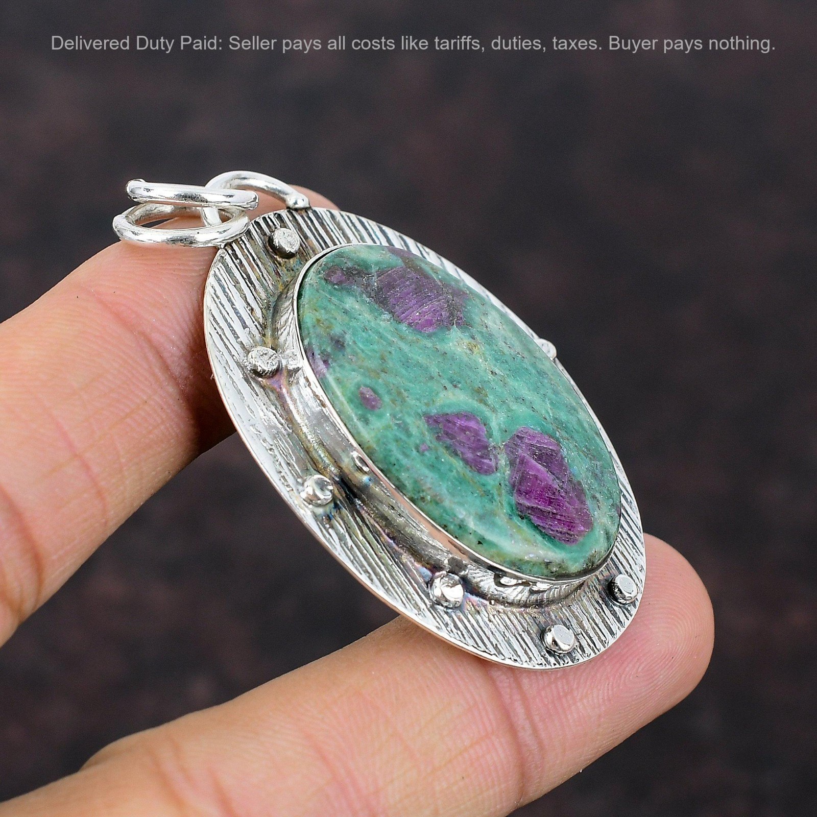 Natural Rubi Fuchsite 925 Sterling Silver Anniversary Handmade Pendant Jewelry