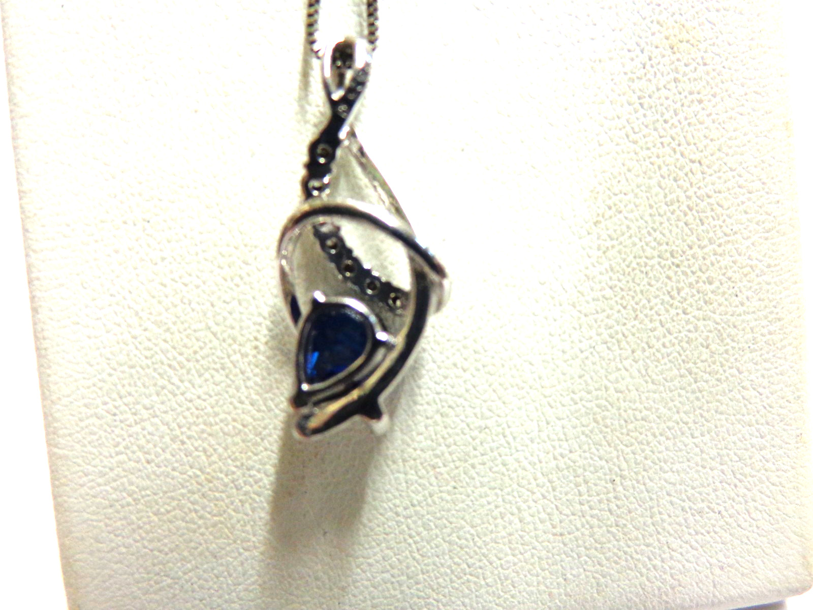 sterling silver sapphire/diamond necklace sz 18 in lg wgt 4.4 grams by GJ tcw.57