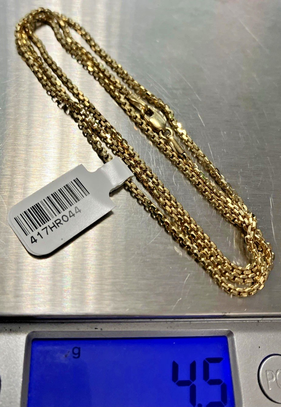 10k Real Gold Rounded Box Chain Semi-Solid 4.4Grams 1.9×1.5mm 22” Brand NWT 10K