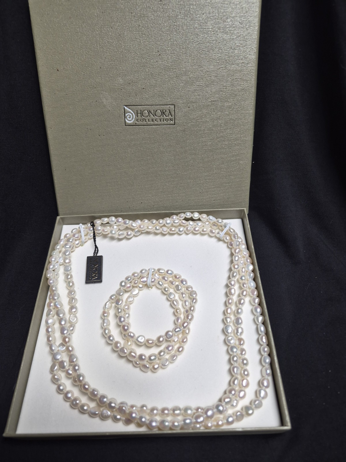 NWT Honora White Cultured Freshwater Pearl 60″ Rope Necklace & Stretch Bracelets