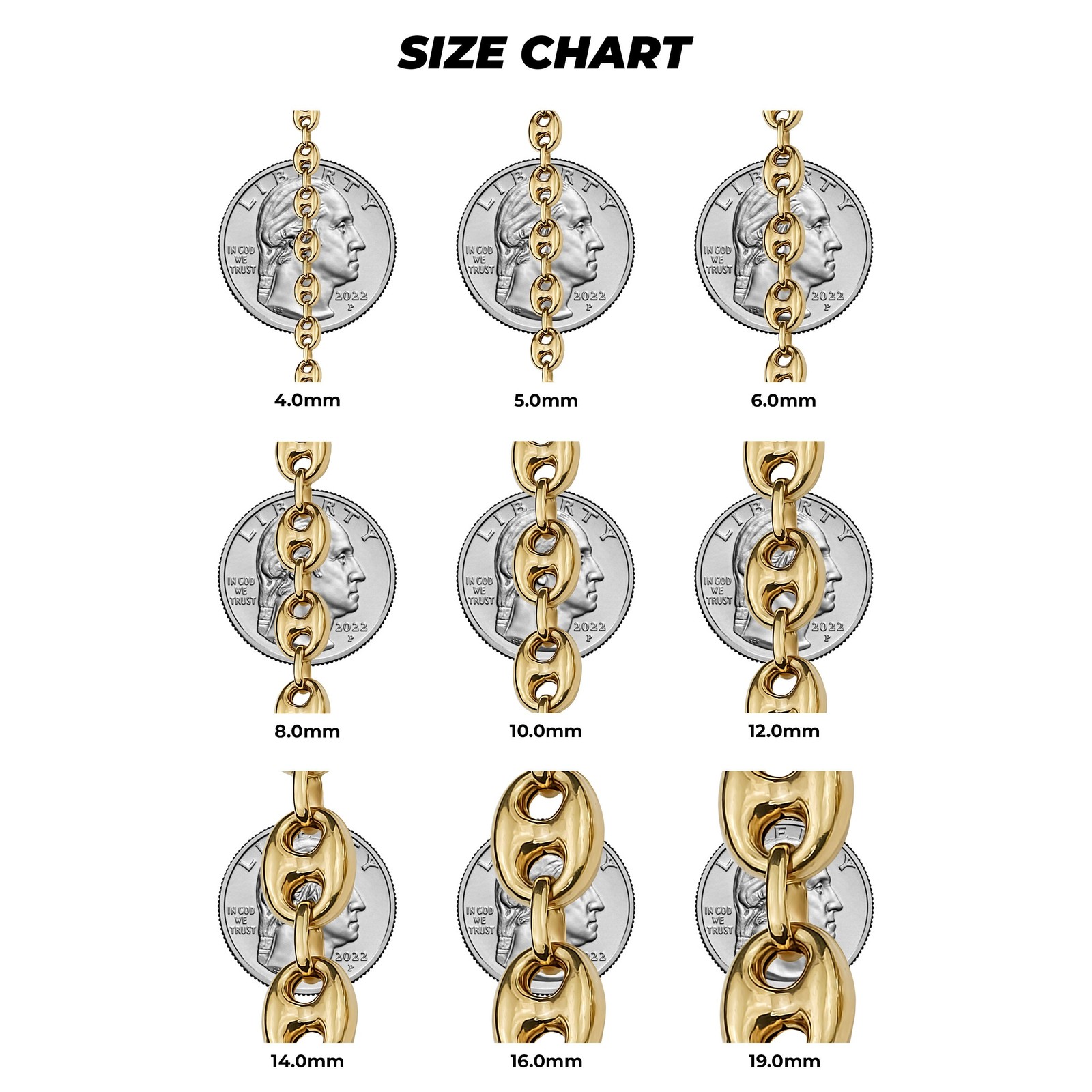 10k & 14k Gold Vintage Hollow Puff Mariner Link Chain Bracelet/Anklet