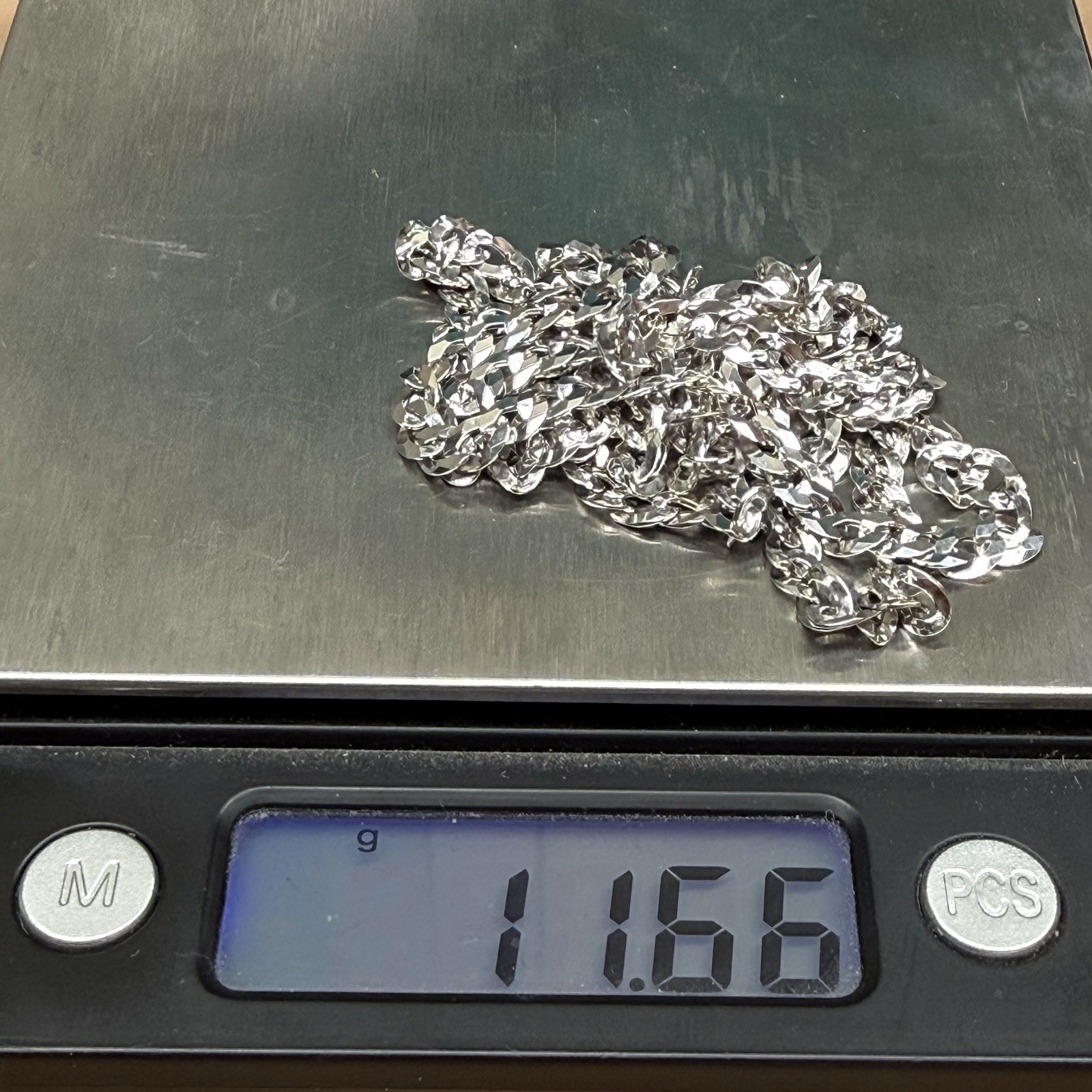 Sterling Silver Diamond-Cut Curb Chain Necklace .925 Italy 24” 4mm