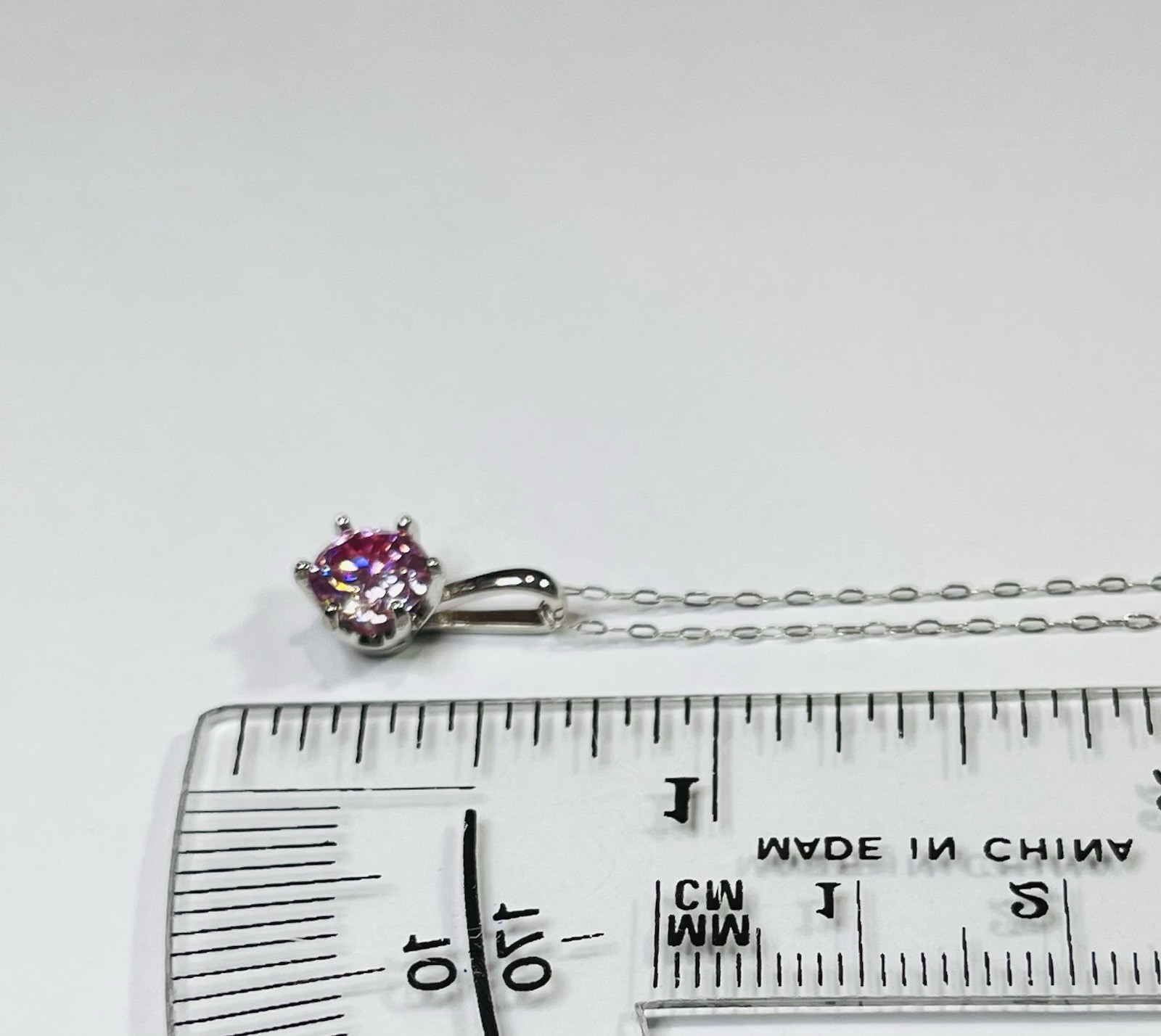 925 Sterling Silver 1 CTW VVS1 Pretty Pink Moissanite Pendant Necklace
