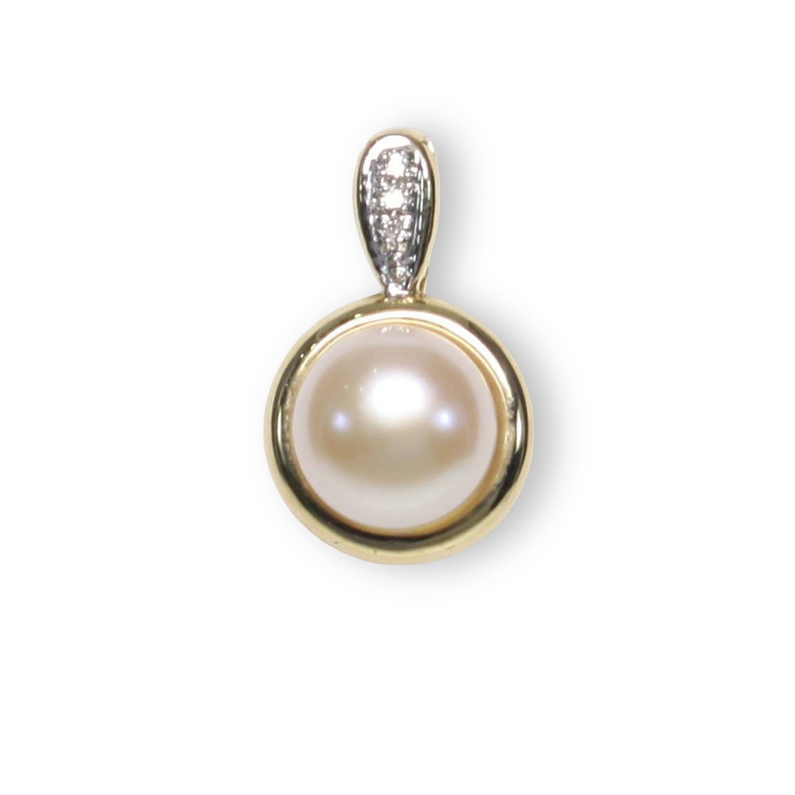 Pink Pearl Enhancer – 14k Yellow Gold + Diamonds