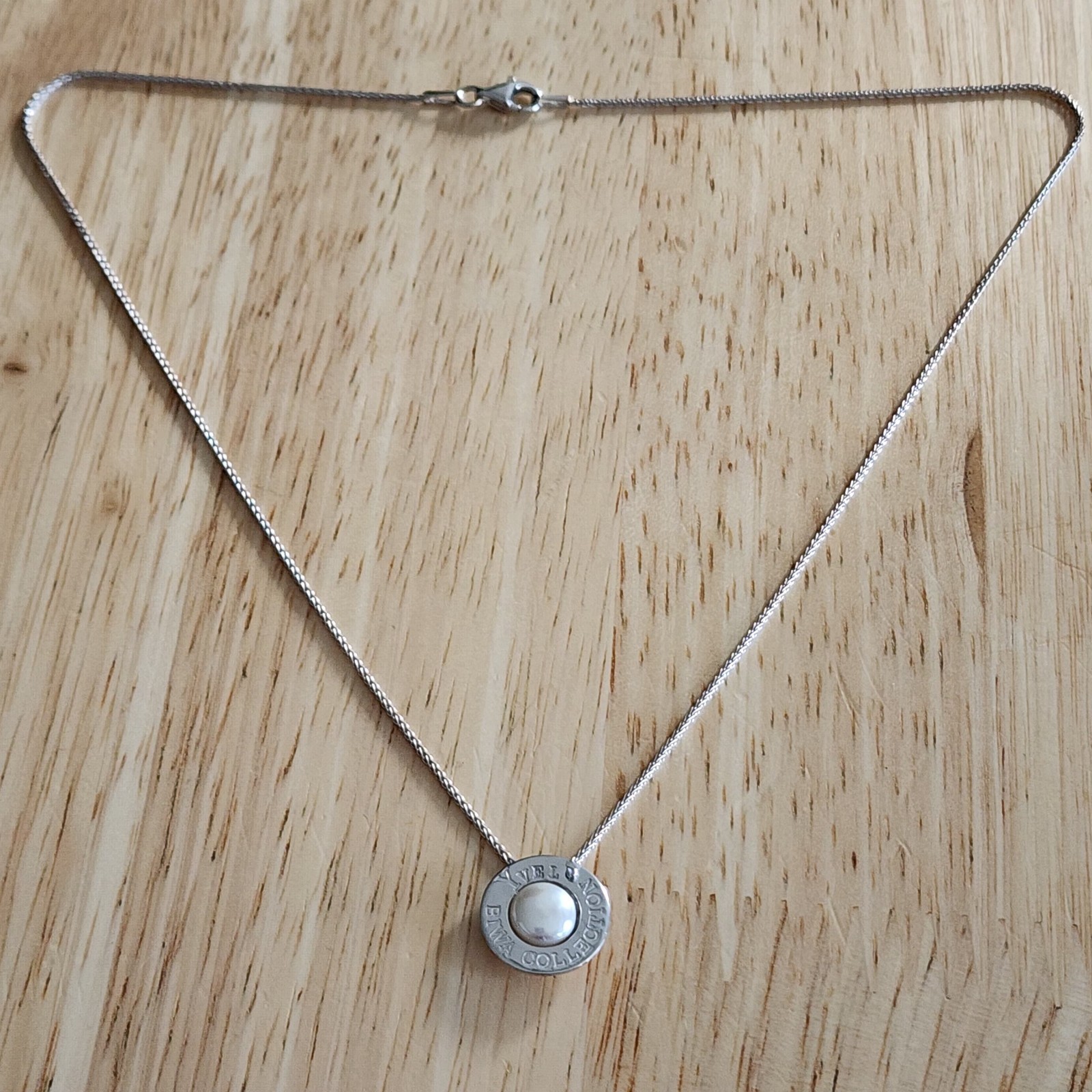 18k white gold YVEL BIWA COLLECTION pearl diamond pendant wheat chain necklace