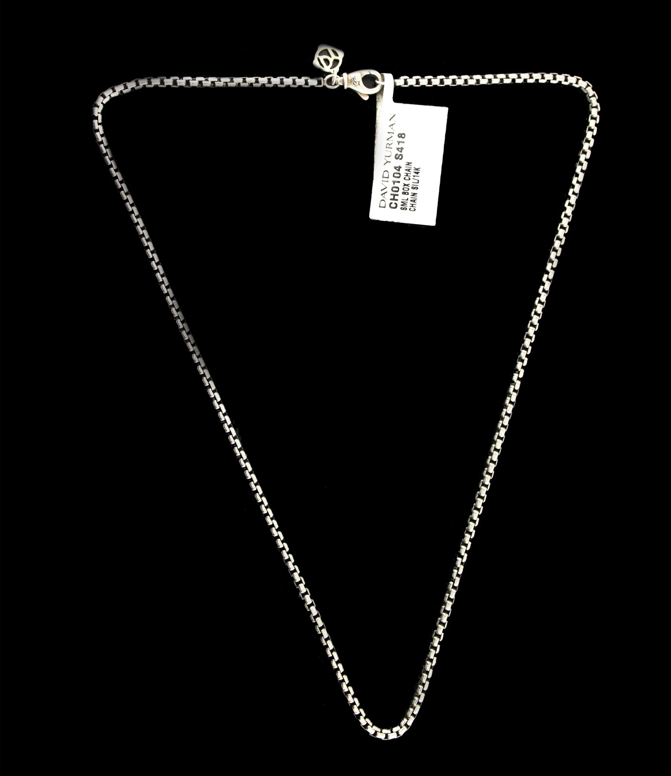 David Yurman 14k Yellow Gold 925 Sterling Silver 2.7mm Box Chain Necklace 18″