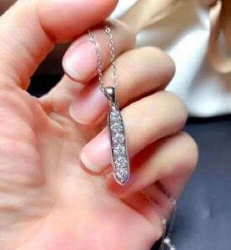 2.50Ct Lab Created Diamond Journey Pendant 14K White Gold Finish 18″ Free Chain